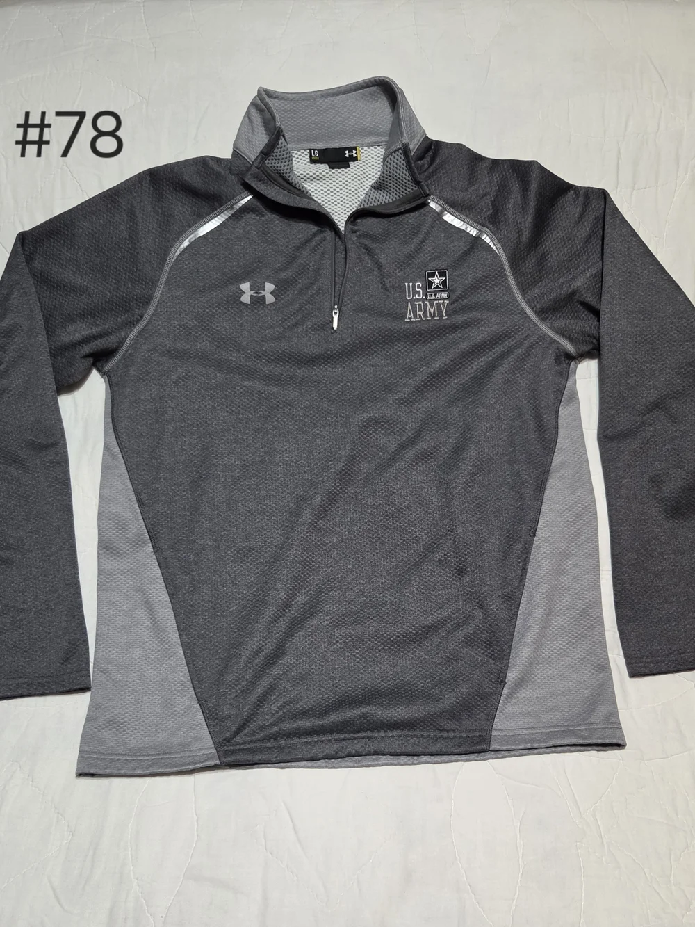 Under Armour Men’s Size L U.S. Army 1/4 Zip Pullover Grey Loose Fit Activewear
